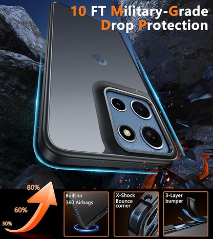 FNTCASE for Motorola Moto G-5G-2025 Case: Frosted Translucent Matte Slim Protective Phone Case - Shockproof Non Slip Anti-Fingerprint Hard Rugged Cell Cover (6.7 Inch/Black)