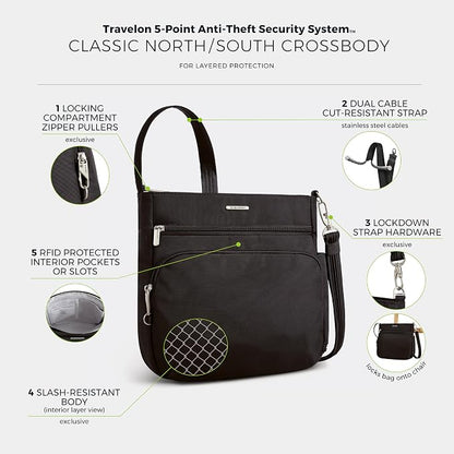 Travelon Anti-Theft Classic North/South Crossbody Bag