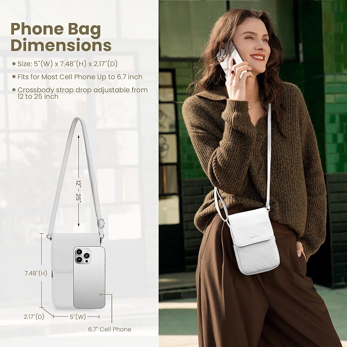 befen Genuine Leather Small Crossbody Bags for Women, Cell Phone Cross body Purse Bag with RFID Blocking Card Slots