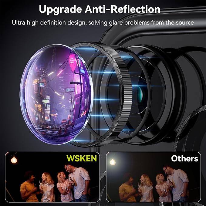 WSKEN for iPhone 15 Pro/iPhone 15 Pro Max Camera Lens Protector,[Keep Original Shooting] Shatterproof 9H Tempered Glass Camera Screen Protector Metal Ring Cover Film Accessories,Black Titanium