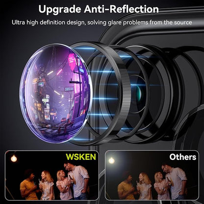 WSKEN for iPhone 15 Pro/iPhone 15 Pro Max Camera Lens Protector,[Keep Original Shooting] Shatterproof 9H Tempered Glass Camera Screen Protector Metal Ring Cover Film Accessories,Black Titanium