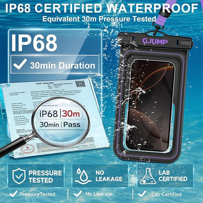 Waterproof Phone Pouch Floating 2 Pack, IP68 Dry Bag Compatible with iPhone 17 16 15 14 Pro Max, Underwater Phone Case for Snorkeling Beach Swimming Cruise Travel Essentials