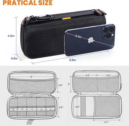 Double-Layer Hard Shell Electronics Organizer Travel Case | Shockproof Hard Shell Carrying Case,Portable Tech Accessories Zipper Bag for Cord, Cable, Charger, Phone, Power Bank & USB
