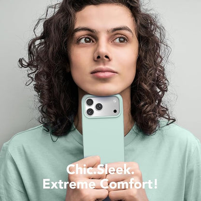 GONEZ Magnetic for iPhone 17 Pro Case, Compatible with MagSafe, [Screen Protector + Camera Lens Protector], Liquid Silicone Anti-Scratch Shockproof Protective Phone Case 6.3 inch, Mint Green