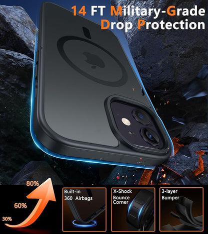 FNTCASE for iPhone 12 Case: iPhone 12 Pro Case [Compatible with Magsafe] Translucent Matte Cases with [Camera Protection] Military Grade Shockproof Protective Phone Cover