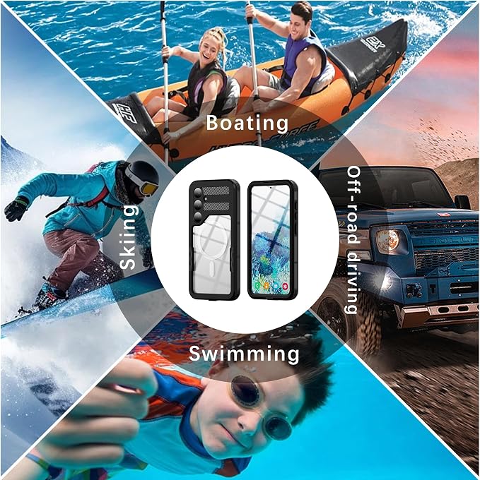 Losin Compatible with Galaxy S25 Plus Case Waterproof Magnetic [Compatible with MagSafe] [Drop Protection] [IP68 Underwater] Full Body Shockproof Protective Phone Case, Black