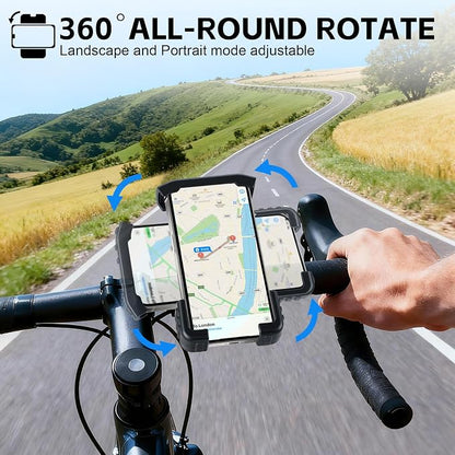 GaRhomxy Bike Phone Holder, Quick Release Motorcycle Phone Mount for Handlebar, Fits iPhone 17/16/15/14/13 Pro Max, Samsung S20 and All 4.7-7” Cell Phones, Universal Dirt Scooter Accessories, Black