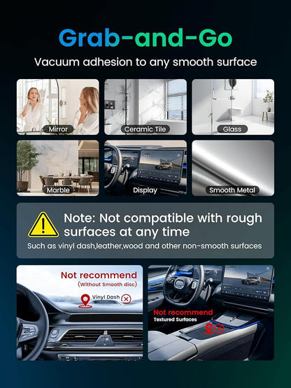 Phone Holders for Your car,Upgraded Vacuum Magnetic Phone Holder Stand for Magsafe,360° Rotatable Zinc Alloy Suction Cup Phone Mount for Car/Gym/Mirror/Shower-Obsidian Black