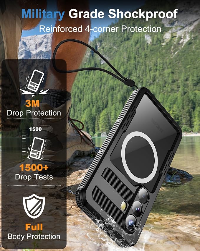 for Samsung Galaxy S26+ Plus Waterproof Case, [Fit for Magsafe] [IP68 Water Proof] [Built-in Screen Protector], Magnetic Heavy Duty Military Grade Rugged Phone Case for S 26+ Plus 6.7", Black