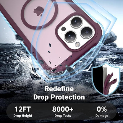 jaroco Magnetic for iPhone 13 Pro Max Case, [Compatible with MagSafe][Military Grade Drop Protection][Heavy Duty Protection][Non-Slip][Shockproof] 2-Layer Durable Bumper Phone Case 6.7''-Wine Red