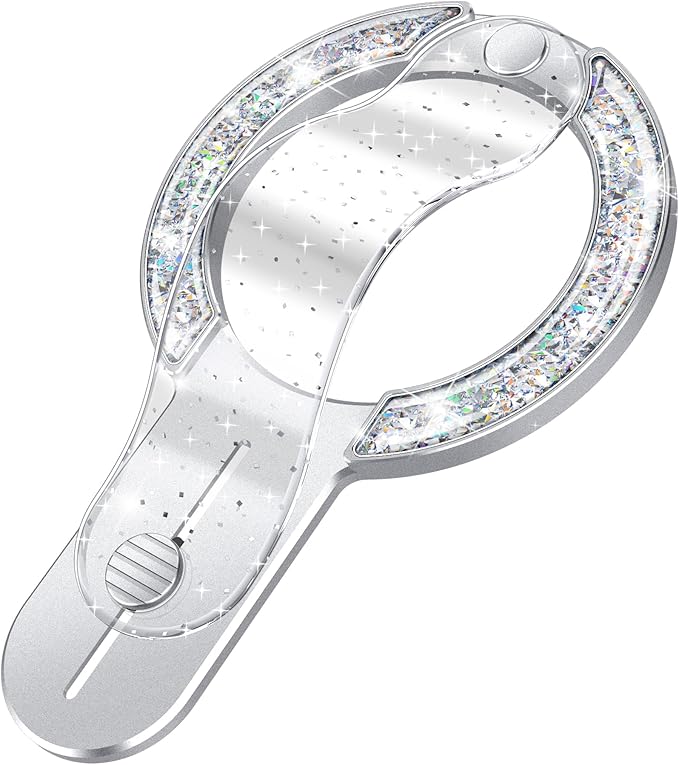 for MagSafe Phone Grip for iPhone - Glitter Magnetic Phone Ring Holder for Women Girs - Comfortable Stylish Finger Phone Loop Grip for iPhone 17/16/15/14/13/12,Glitter Silver