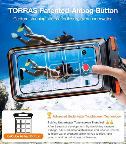 TORRAS IPX8 Waterproof Phone Pouch Floating, Underwater Screen Touchable, Water Proof Case with Lanyard for iPhone 17 Pro Max 16 S26, Cellphone Dry Bag Cruise Essentials 7.0 inch, Black