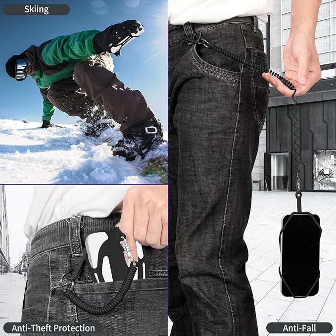 HOTEMIA Silicone Phone Lanyard Holder with Carabiner, Universal Phone Strap,Anti-Theft Phone Case with retractable tether
