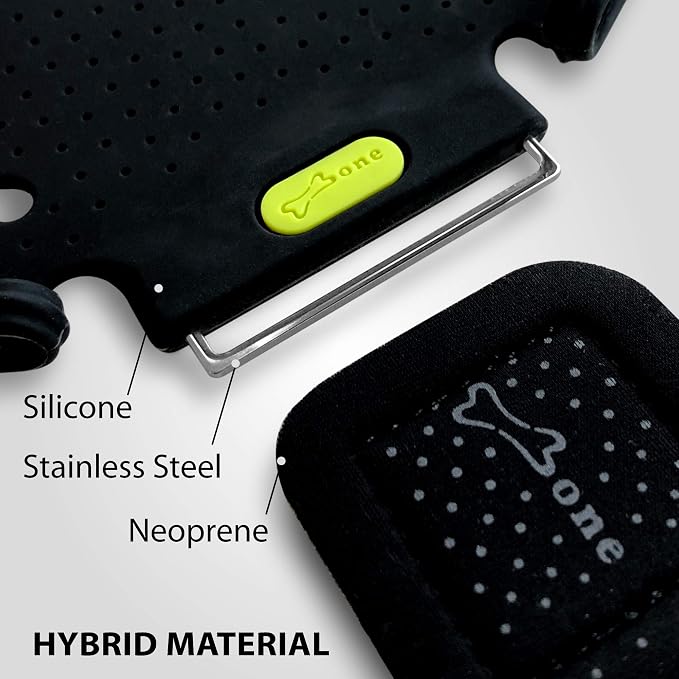 BONE Run Tie, Running Armband Phone Holder, Skin-Friendly & Washable Silicone Sport Armband, Universal Workout Phone Carrier Compatible with 4"-6.7" Smartphones (Luminous - Size S/Arm Size 7.9-9.8'')