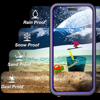 SPIDERCASE Magnetic for iPhone 17 Case- [Compatible with Magsafe] [IP68 Underwater] 15FT Military Grrade Shockproof Full Body Sealed Drop Protection with Lanyard for iPhone 17 6.3"-Purple/Clear