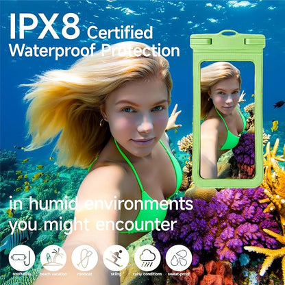 IPX8 Waterproof Phone Case (2-Pack) - Universal Waterproof Bag for iPhone, Samsung, Pixel up to 7” | Clear Touchscreen for Swimming, Snorkeling, Kayaking & Beach (Shadow Black and Shadow Black)