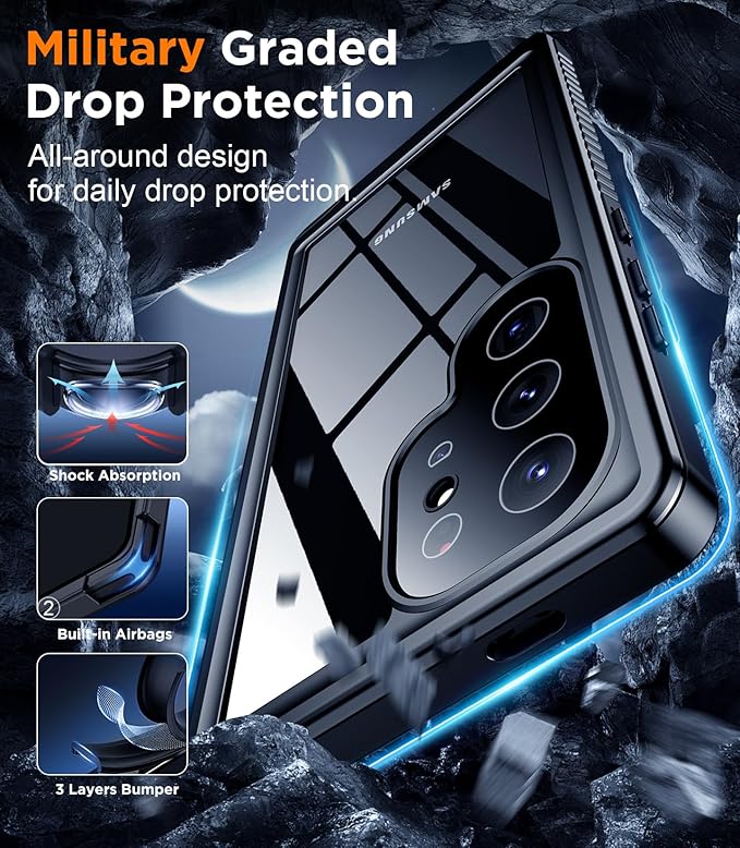 Temdan Designed for Samsung Galaxy S24 Ultra Case,Waterproof Built-in Lens & Screen Protector [Full Body Shockproof][Military Drop Proof][IP68 Underwater] Phone Case for S24 Ultra 5G-Blue (2024)