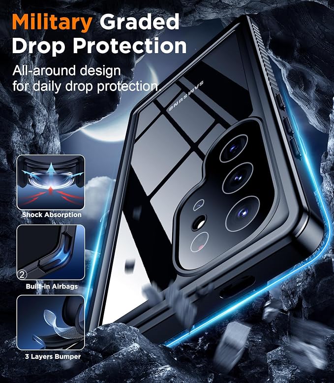 Temdan Designed for Samsung Galaxy S24 Ultra Case,Waterproof Built-in Lens & Screen Protector [Full Body Shockproof][Military Drop Proof][IP68 Underwater] Phone Case for S24 Ultra 5G-Purple (2024)