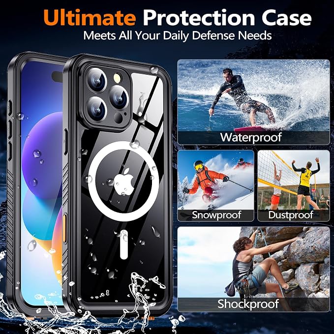 xiwxi for iPhone 16 Pro Max Case Waterproof,[IP68 Underwater][Built-in Screen Protector ][Compatible with MagSafe][15FT Military Dropproof][Dustproof] Full Body Shockproof Protective Phone Case 6.9"