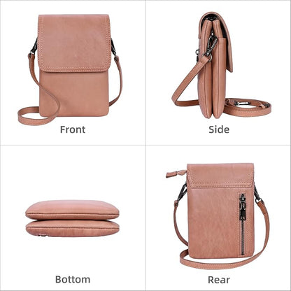 Iswee Leather Crossbody Bags for Women RFID Blocking Cell Phone Purse Small Anti-Theft Zippered with Card slots
