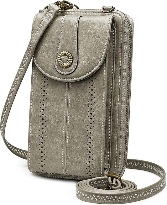 S-ZONE Women RFID Blocking Crossbody Cell Phone Purse Small Faux Leather Wallet Purse