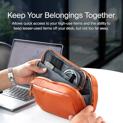 Orbitkey 2-in-1 Tech Accessory Pouch with Detachable Slim Sleeve – Travel Electronics Organizer for Cables, Chargers, Earbuds, Power Bank – Compact Gadget Bag & Portable Tech Storage Case (Terracotta)