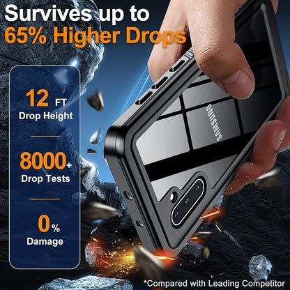 Hualele for Samsung Galaxy Note 10 Case Waterproof, Built in Lens & Screen Protector Rugged Full Body Heavy Duty Protective Military Grade IP68 Underwater Cover Case for Galaxy Note 10 Black