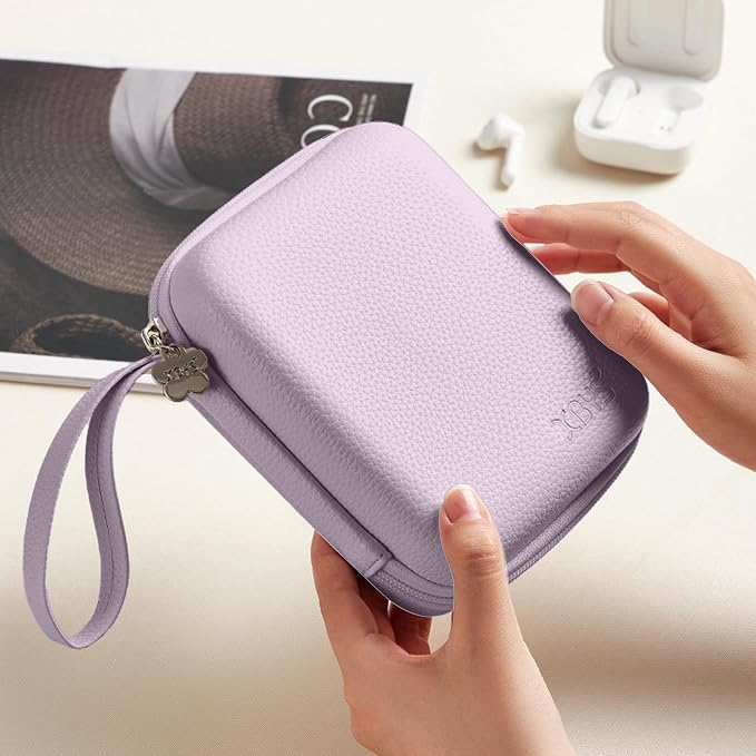 Charger Case for Macbook, Portable Tech Electronic Organizer Bag, Small Travel Storage Pouch for Laptop Accessories, MacBook Power Adapter, Charging Cords, USB Drives, Power Bank (Purple, L)