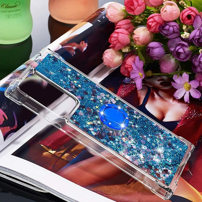 Liquid Case Silicone for Galaxy Note 20 Ultra with Ring Holder, Silicone Liquid Bumper Case Transparent Protective Cover Yellowing-Resistant Scratch Case Compatible with Samsung Galaxy Note 20 Ultra