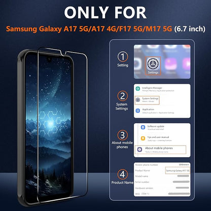 For Samsung Galaxy A17 5G Phone Case:A17 Case [Compatible with Magsafe] with 2PC Tempered Glass Screen Protector,Camera Bump Protection,Slim Frosted Translucent Soft-Touch for Galaxy A17,Matte black