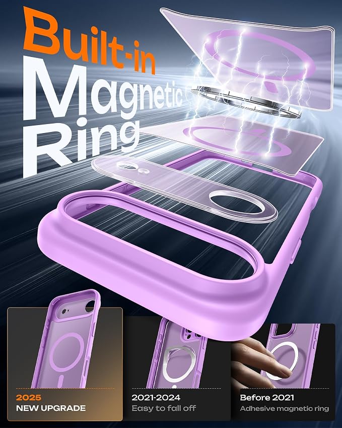 TOCOL for iPhone Air Case, Compatible with Magsafe Charger, Full Camera Protection, Drop Protection, Translucent Matte Phone Case for iPhone 17 Air 6.5 inch (Light Purple)