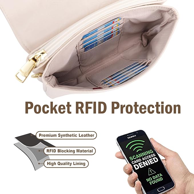 MINICAT RFID Blocking Small Crossbody Bags for Women Vegan Leather Mini Travel Purses Cell Phone Purse Cross Body Bag