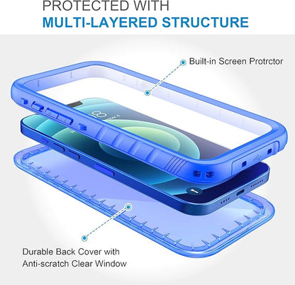 SPORTLINK Compatible with iPhone 12 Pro Max Waterproof Case - Full Body Shockproof Dustproof Phone Screen Protector Rugged Cases for iPhone 12 Pro Max 6.7 Inches Blue
