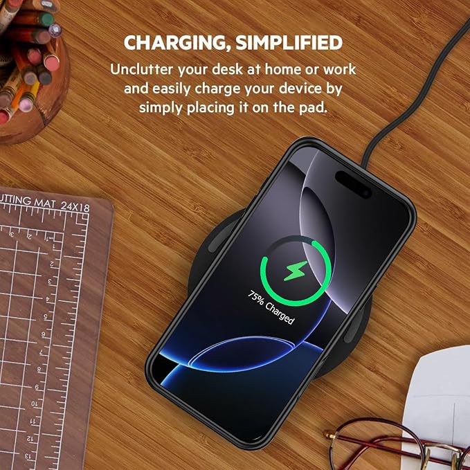 Battery Case for iPhone 16 Pro, 10000mAh Portable Protective Wireless Charging Case, Sync-through Technology, Black