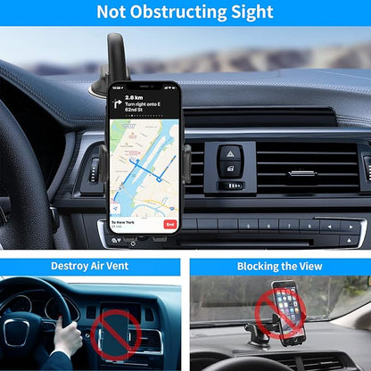 APPS2Car 14'' Gooseneck Car Phone Holder,Heavy Duty Phone Holder for Truck, [Flexibile Long Arm] [Anti Shake stabilizer] Windshield Car Phone Mount Suction Cup,Fit for iPhone, Samsung (Mirror Black)