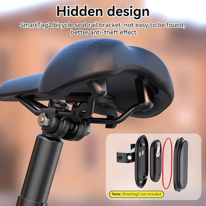 DDJ Bike Mount Compatible with Samsung Smart Tag 2/Moto Tag/AirTag Case, Hidden Under Bicycle Seat, Waterproof Anti-Theft Bike GPS Tracker Mount with Tools for Mountain Bikes, Electric Bicycle