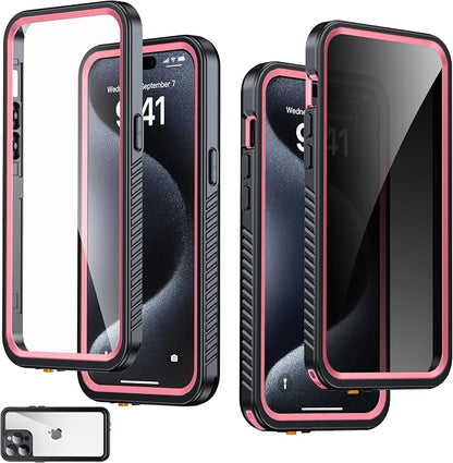 for iPhone 15 Pro Max Case Waterproof - Built-in Privacy Screen Protector & HD Screen Protector [IP68 Underwater] Shockproof Dustproof Full Body Protection iPhone 15 Pro Max Phone Case