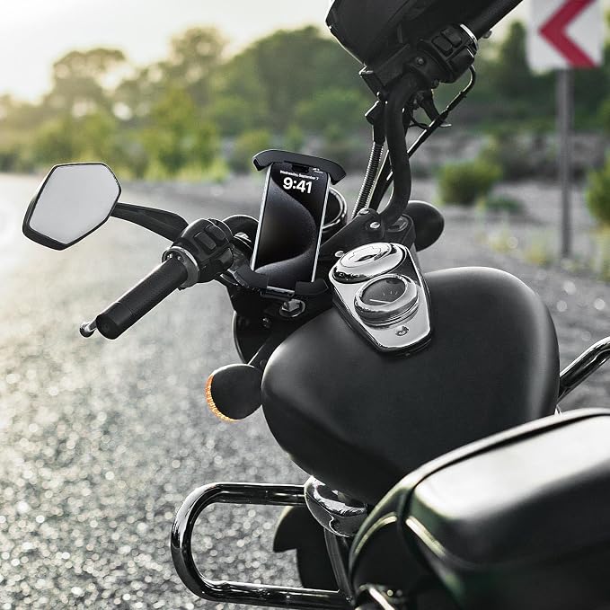 Bike Phone Holder, Motorcycle Mount,Motorcycle Phone Holder, Handlebar Cell Phone Clamp, Bicycle Scooter Phone Clip with Safe Lock, Bicycle Accessories, More 4.6" to 6.8" Smartphones