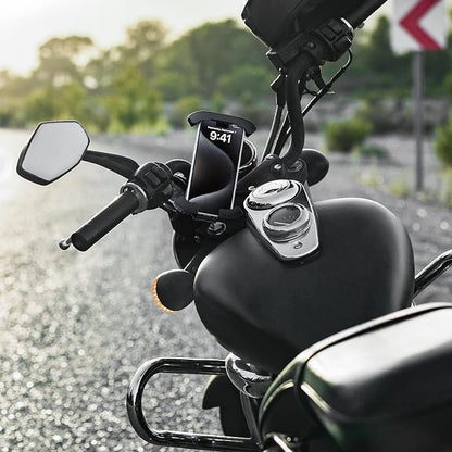 Bike Phone Holder, Motorcycle Mount,Motorcycle Phone Holder, Handlebar Cell Phone Clamp, Bicycle Scooter Phone Clip with Safe Lock, Bicycle Accessories, More 4.6" to 6.8" Smartphones