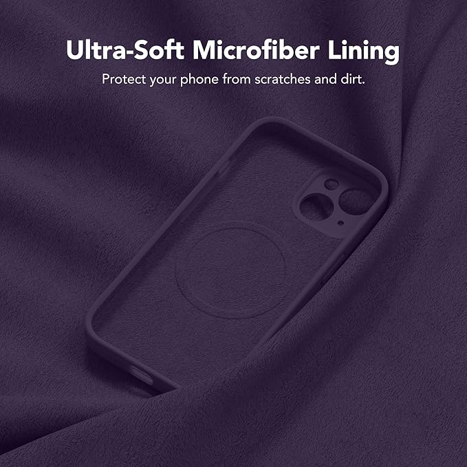 Magnetic for iPhone 15 Case, Compatible with MagSafe, [Screen Protector + Full Camera Protection], Silicone Shockproof Anti-Scratch Protective Phone Case for iPhone 15 6.1", Deep Purple