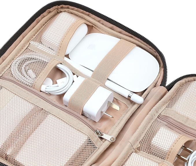 NISHEL Travel Cord Organizer, Electronic Cable Accessories Storage Bag | Bag for chargers, cables, phones, hard drives, USB devices and SD cards, ideal for travel and daily use,Black