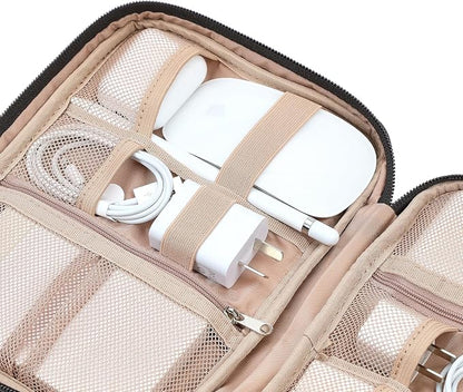 NISHEL Travel Cord Organizer, Electronic Cable Accessories Storage Bag | Bag for chargers, cables, phones, hard drives, USB devices and SD cards, ideal for travel and daily use,Black