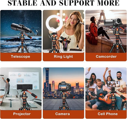 68" Ball Head Camera Tripod & Monopods, 360° Smooth Rotation V-Yoke Rifle Shooting Tripod & Hunting Stick, Heavy Duty Tripod for Camera and Outdoor Hunting with 16.5" Min Size and Carry Bag
