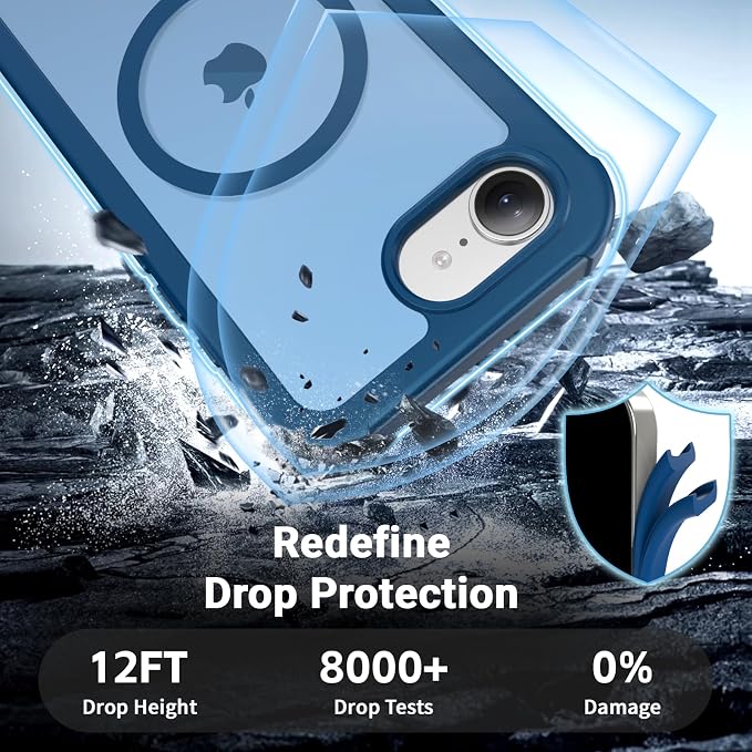 jaroco Magnetic for iPhone 17e Case& iPhone 16e Case, [Compatible with MagSafe][Military Grade Drop Protection][Heavy Duty Protection][Non-Slip][Shockproof] 2-Layer Bumper Phone Case 6.1''-Deep Blue