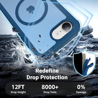 jaroco Magnetic for iPhone 17e Case& iPhone 16e Case, [Compatible with MagSafe][Military Grade Drop Protection][Heavy Duty Protection][Non-Slip][Shockproof] 2-Layer Bumper Phone Case 6.1''-Deep Blue