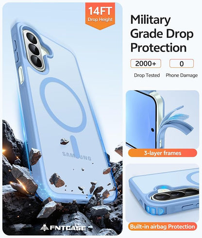 FNTCASE for Galaxy A27 5G Phone Case, Fit for Magsafe, Screen Protector | Translucent Matte, 14FT Military Grade Drop Protection, Slim Shockproof Protective, for Samsung A 27 4G Cover, Light Blue