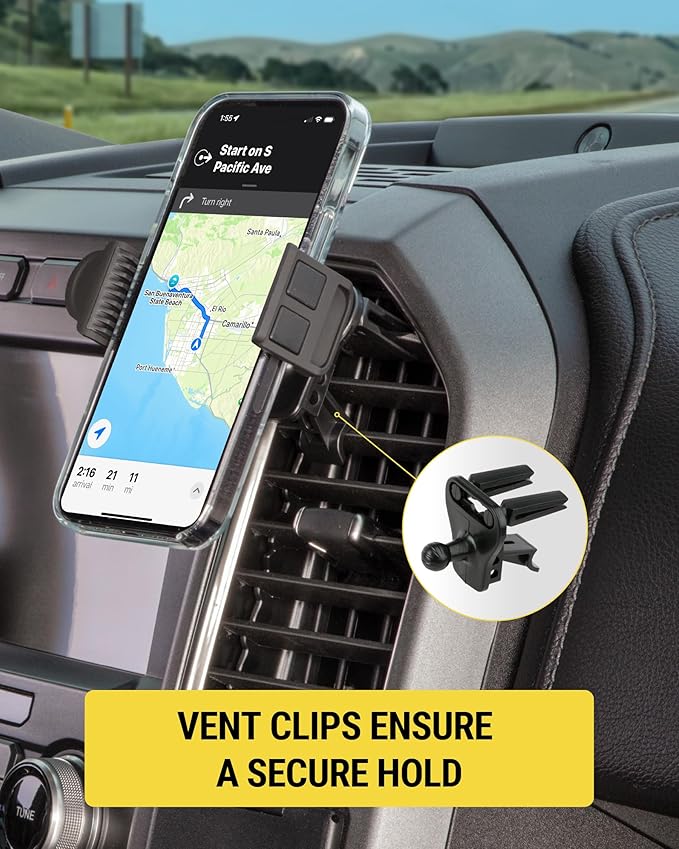 Scosche HVM2 Vent Phone Mount for Car, 360° Adjustable Cellphone Stand, Hands-Free Cell Phone Holder for Car Air Vent Compatible with iPhone 16/15/14/13/12 Series & Mobile Phones up to 3.5 inches
