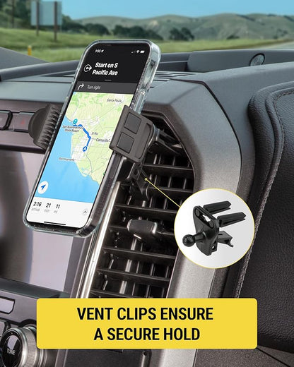 Scosche HVM2 Vent Phone Mount for Car, 360° Adjustable Cellphone Stand, Hands-Free Cell Phone Holder for Car Air Vent Compatible with iPhone 16/15/14/13/12 Series & Mobile Phones up to 3.5 inches