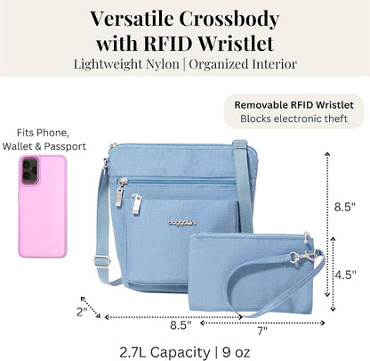 Baggallini Pocket Crossbody Bags for Women 8x8 Small Lightweight Durable Water-resistant Travel Purse W/Rfid