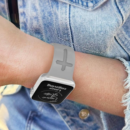 Faith Over Fear Watch Band compatible with Apple Watch Laser Engraved iWatch Band Silicone 38mm 40mm 41mm 42mm 44mm 45mm 49mm Strap Jesus Psalm Christian God (44/45/49mm M/L, Grey)